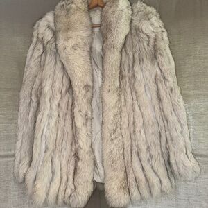 Vintage Real Natural Silver Fox Fur Coat